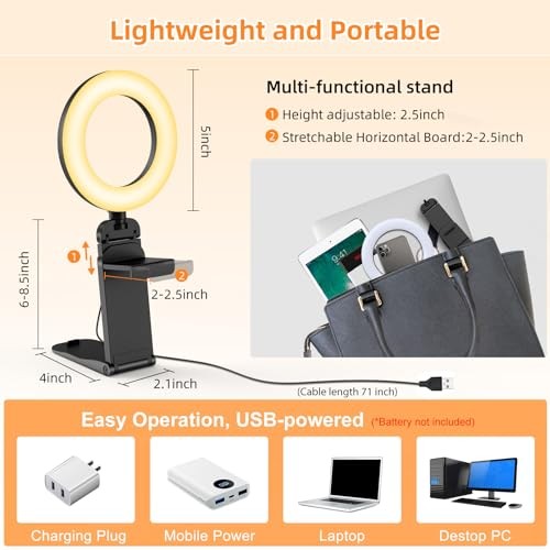 Ring Light for Laptop Desk Clip On,Small Computer Video Conference 1Pack