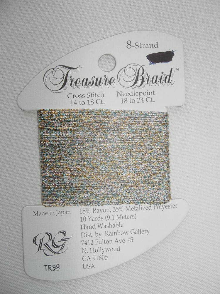 Rainbow Gallery 8-Strand Treasure Braid Needlepoint/CrossStitch TR98 LIGHT MULTI