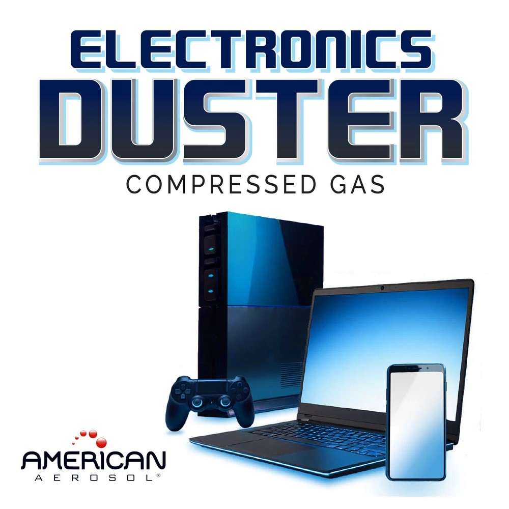 American Aerosol Compressed Gas Electronics Duster, 10 oz Cans, 4-Pack.