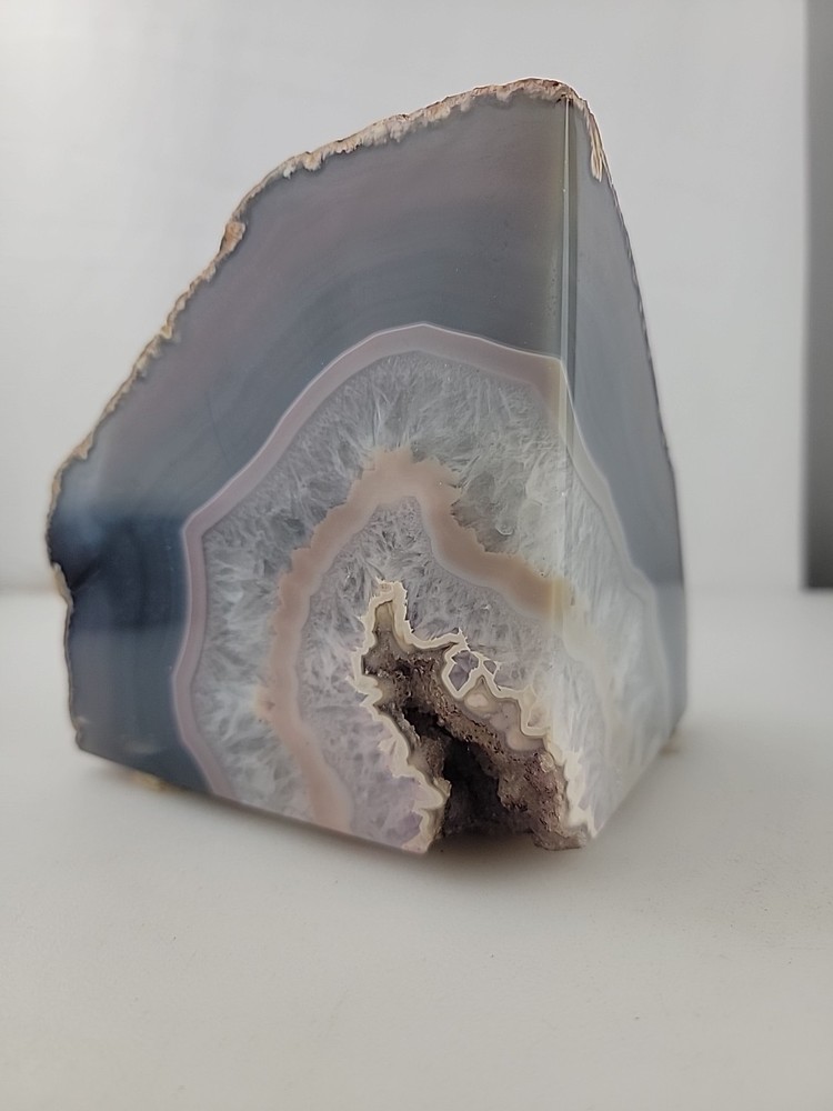 5" Geode Bookend Multicolor Stone Crystal 4 Lb Corner Slice Rock Decor
