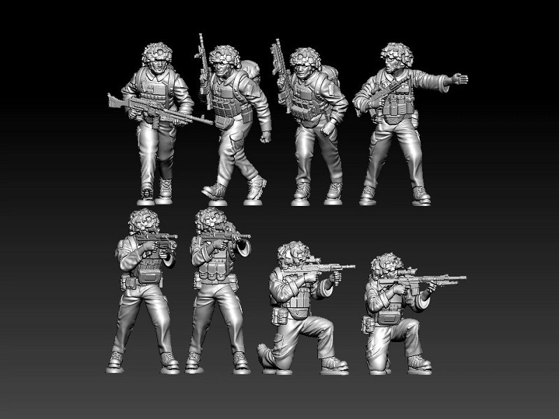 3D printed 1/72 Modern Britain "SAS Operational Team A" 8 man group model