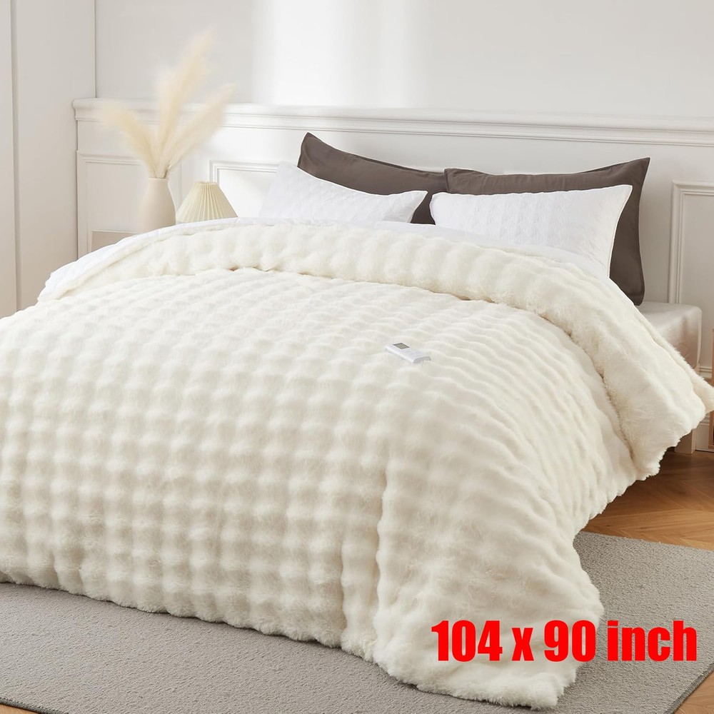 King Size Electric Heated Throw Blanket with Wireless Controller 104 x 90 inch