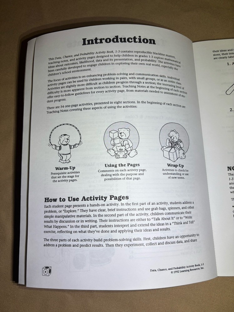 Learning Resources Data, Chance & Probability Grades 1-3 Activity Book & Pieces
