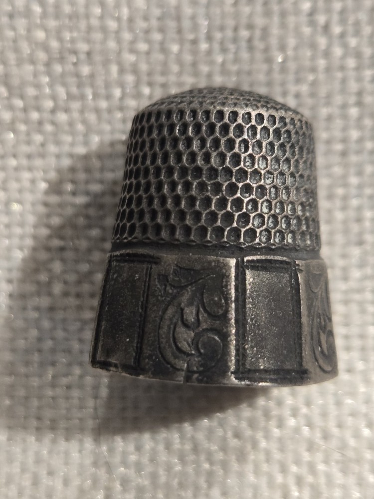 Antique Sterling Silver Thimble. Decorative Scrolls/monogram Panels On Base