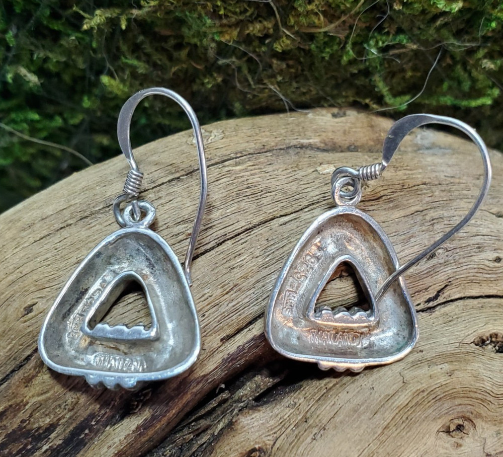 Vtg Mark Wasserman Samara MWS Sterling Silver Triangular Drop Earrings Signed