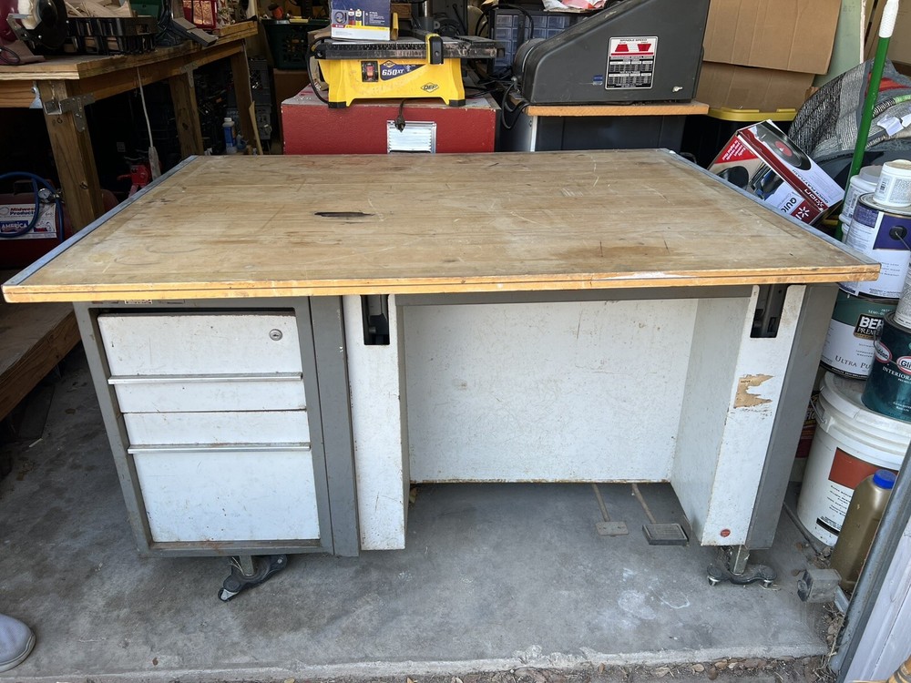 drafting table with Foot Pedals And Assorted Vinyl Rolls