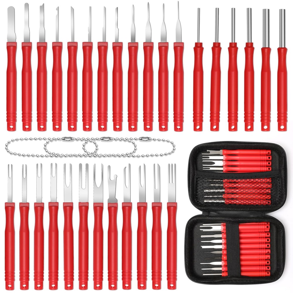 Anglekai 30+4P Terminal Pin Removal Tool Kit, Electrical Connector Red