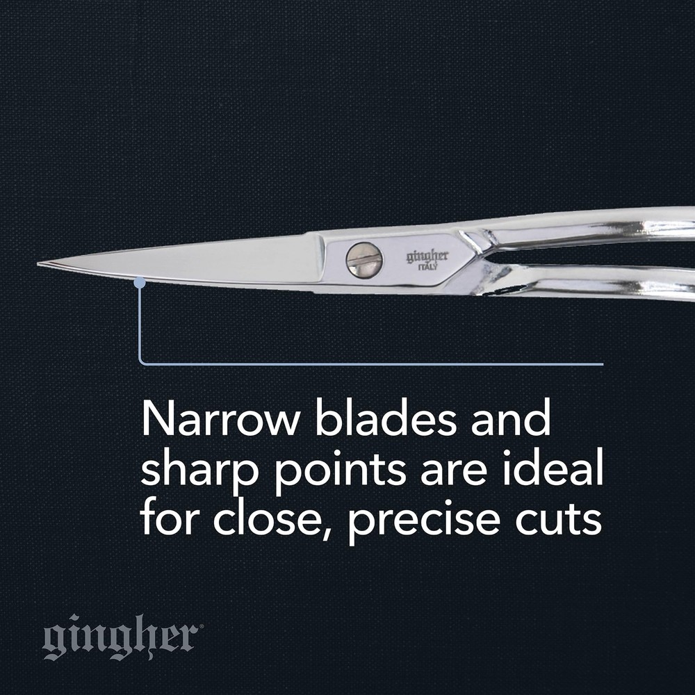 Gingher 6" Double-Curved Embroidery & Applique Scissors - Sharp, Smooth Cuts