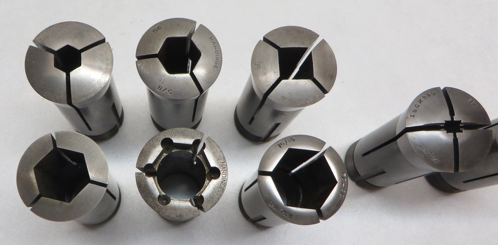 HARDINGE 5C COLLETS HEX AND SQUARE 8 PIECES " ALL USED"