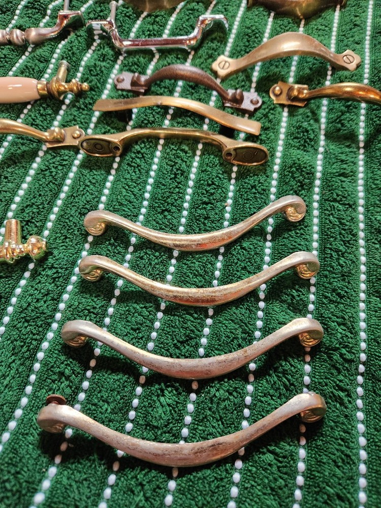 Lot 39 Mixed Vintage Drawer Pulls Knobs Brass Chrome Ceramic Mid-Century/Modern