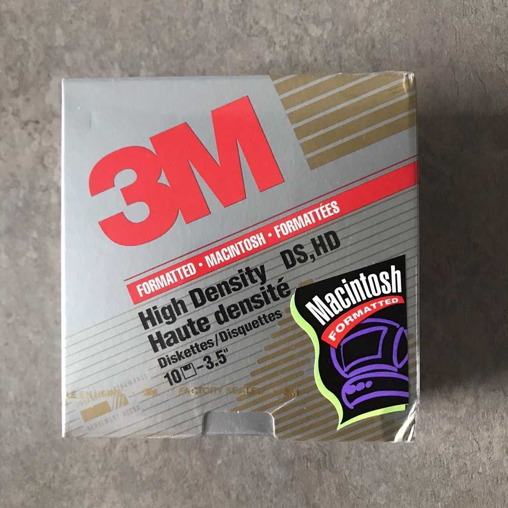 3M High Density DS HD 3.5" Diskettes Macintosh Formatted 10 pack- NEW SEALED