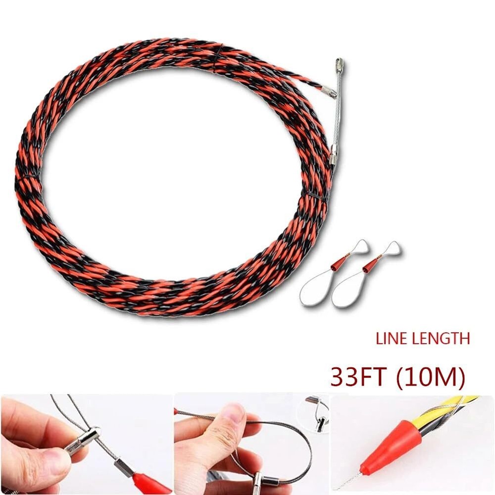 Fish Tape Wire Puller Through Wall Wire Threader OD 6mm Plus Fish Cable Faste...