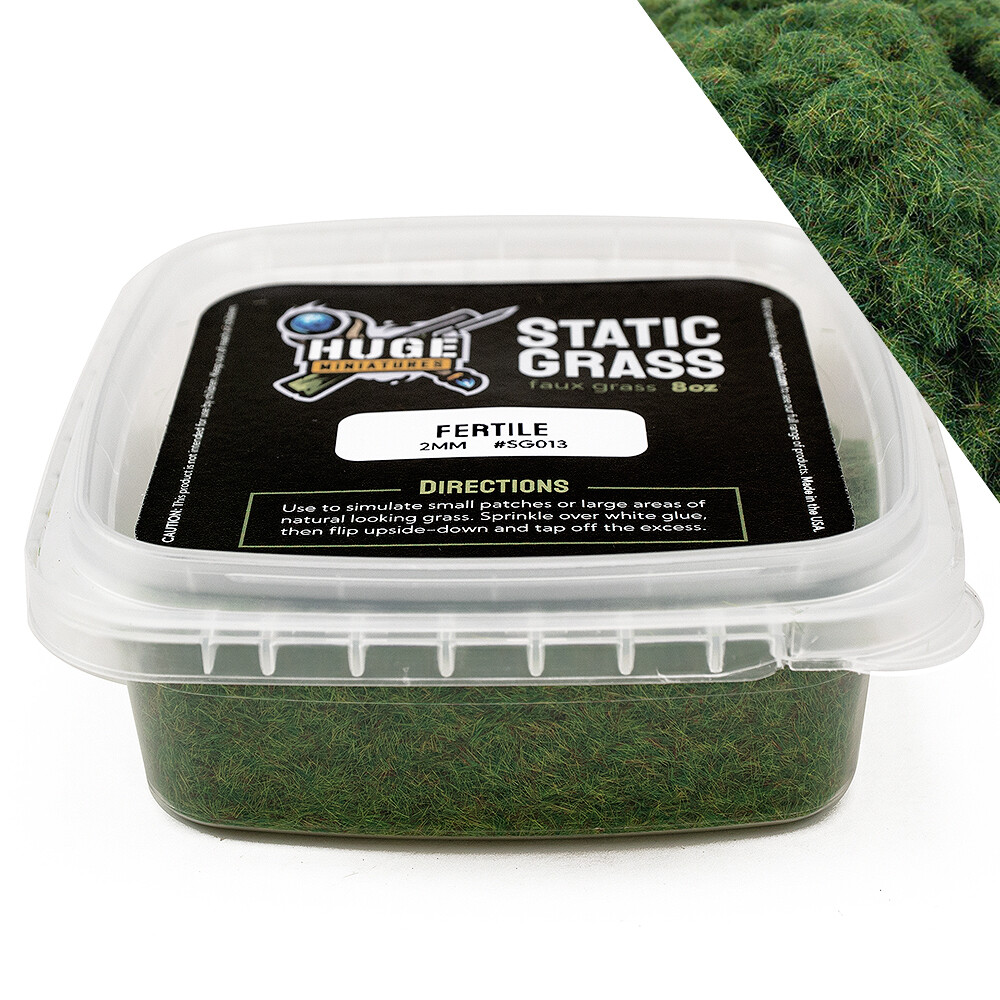 Huge Miniatures Static Grass, Fertile Green 2mm Summer Spring – 8oz Container