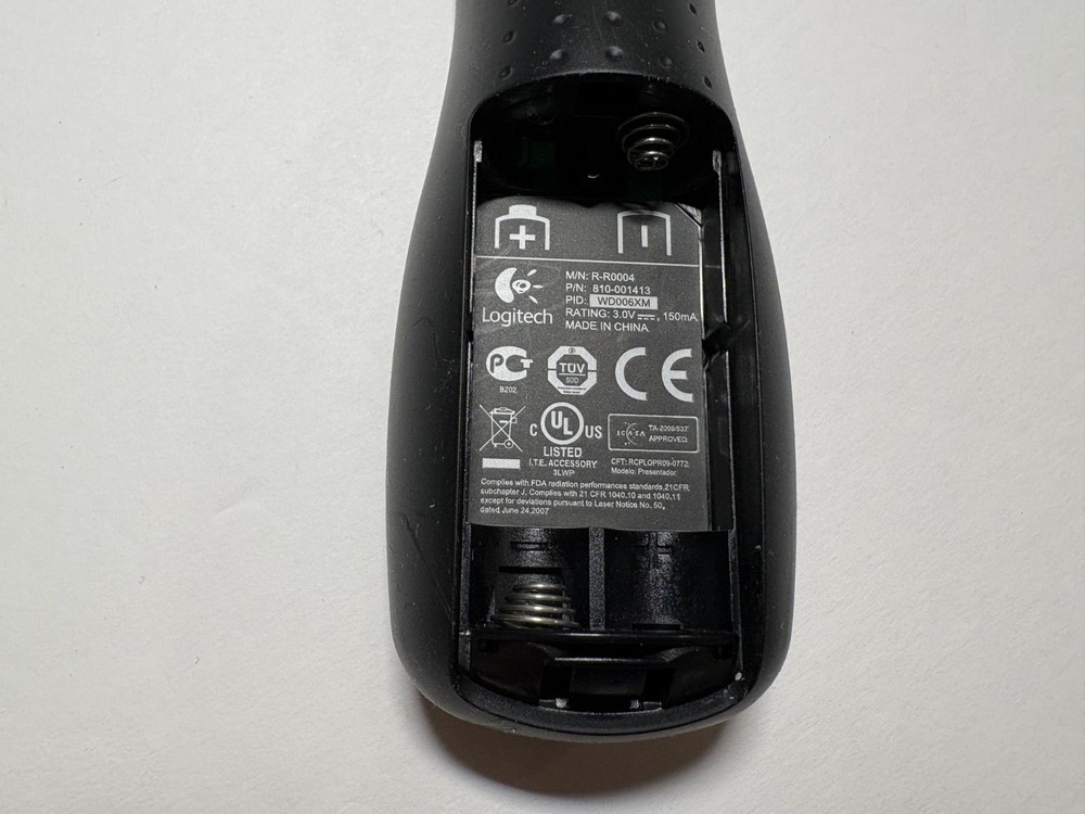 Logitech R400 Wireless Presenter Laser Pointer Remote USB Receiver Black Tested