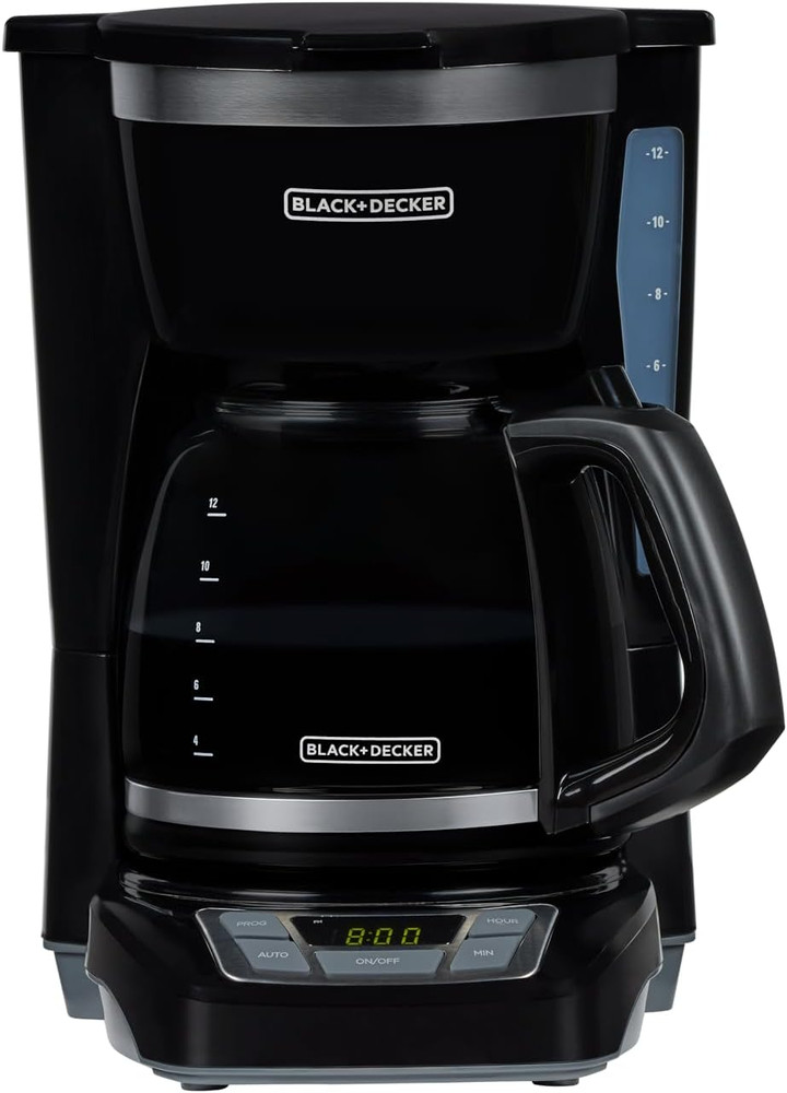 BLACK+DECKER 12-Cup Programmable Coffee Maker with Washable Filter, Black