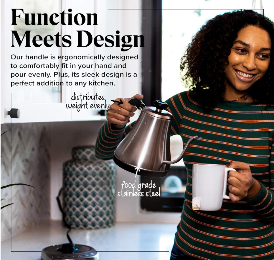 Willow & Everett Gooseneck Electric Kettle w/ Temperature Control, 1L - NO NOX