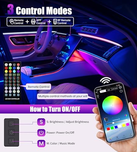 175’’ Acrylic Car Ambient Lighting Kit – 6 LED Light Strips + 4 KENA10