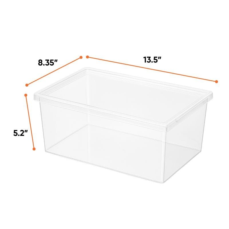 Shoe Box Modern Storage Container 2 Pack - 6.5 Quart/6 Liter, Stackable Plast...