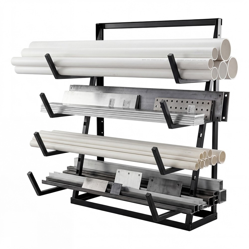 2000LBS 4-Tier Floor Standing Horizontal Storage Rack for Lumber/Pipe Adjustable