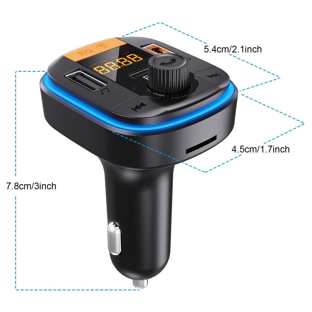 Bluetooth FM Transmitter for Car - BAISHUN 5.0 Adapter mini, black