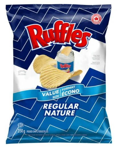 Ruffles Regular Potato Chips, 380g (Imported from Canada) (2 Pack)