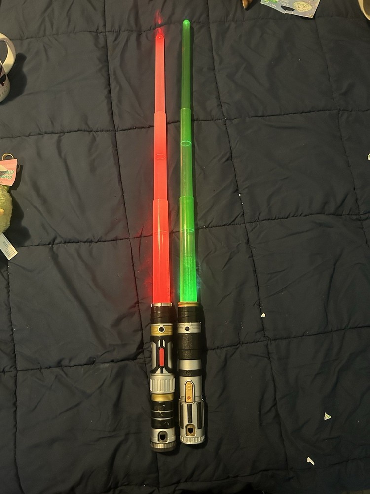 Star Wars Lightsaber Red Blue & Green Both Work Tested Great Condition
