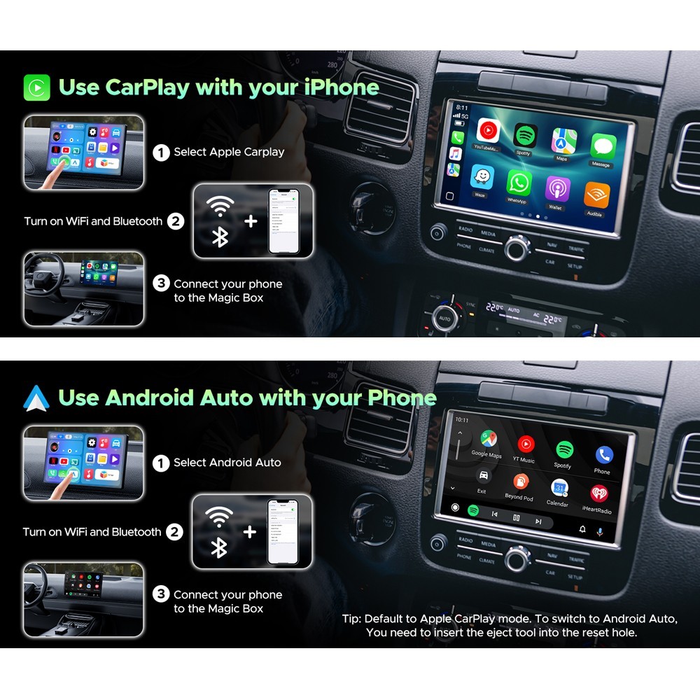 2026 Wireless CarPlay & Android Auto AI Box Android 13 Car Multimedia w/ YouTube