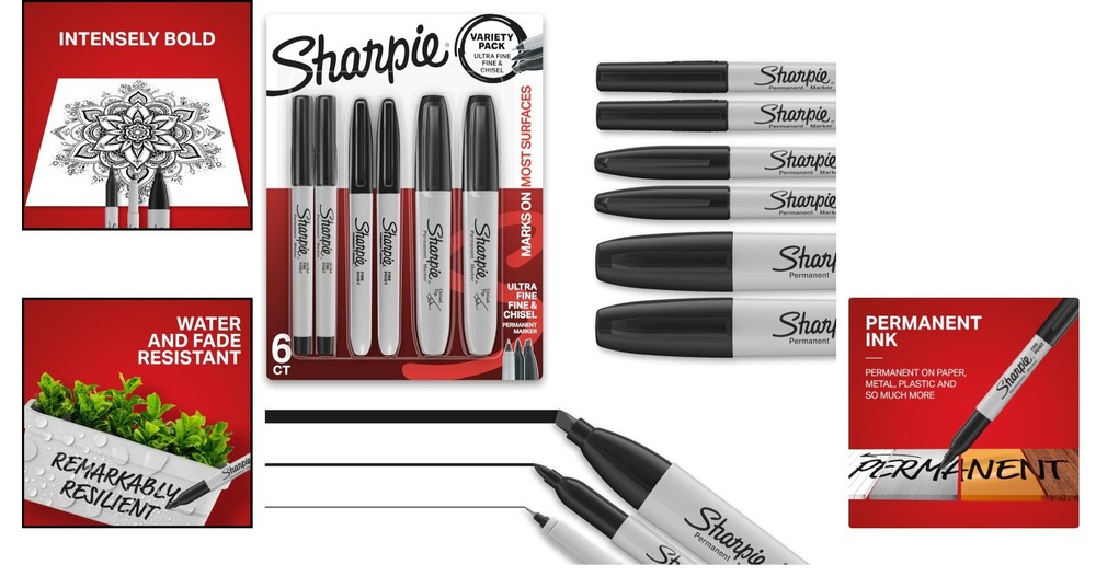 Rapid-Drying Black Permanent Markers Set - Perfect for Art & School Projects