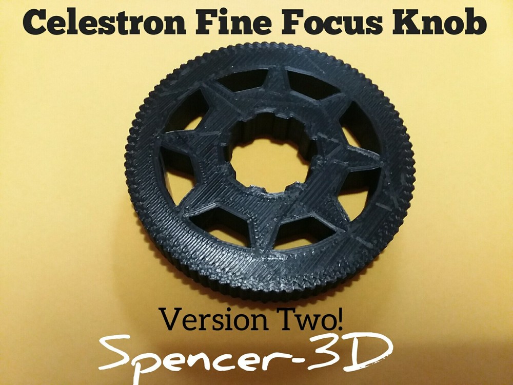 Fine Focus Knob for Celestron Telescopes, version two with new design.  O.D 70mm