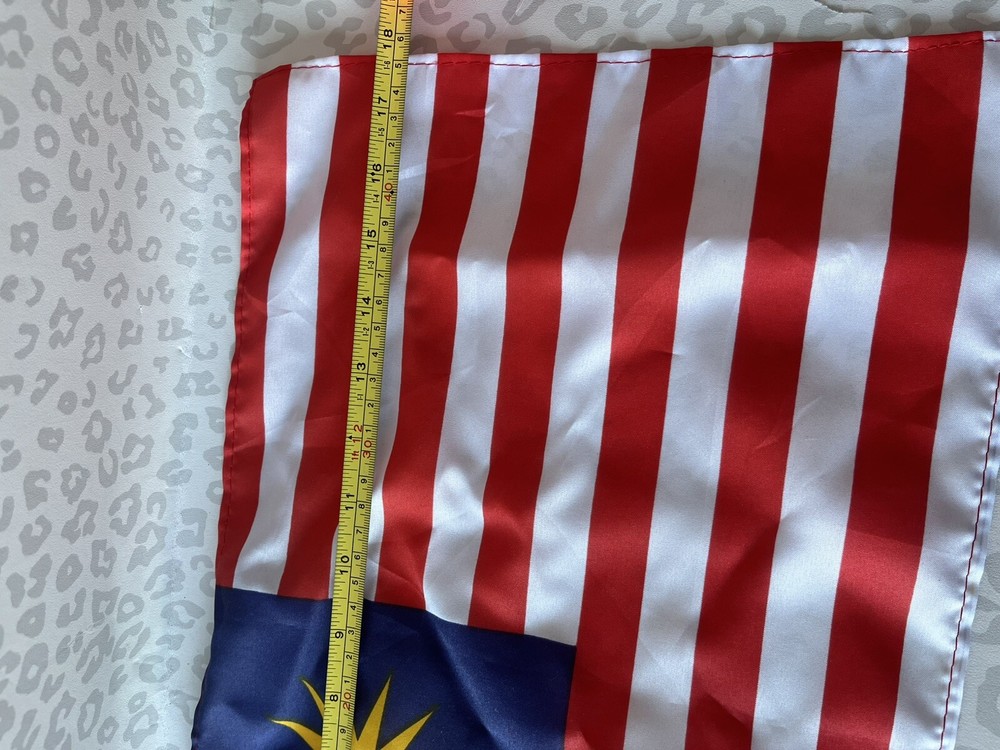 Malaysia Medium Fabric Polyester Flag Approx. 18" x 11" With Threadable Edge