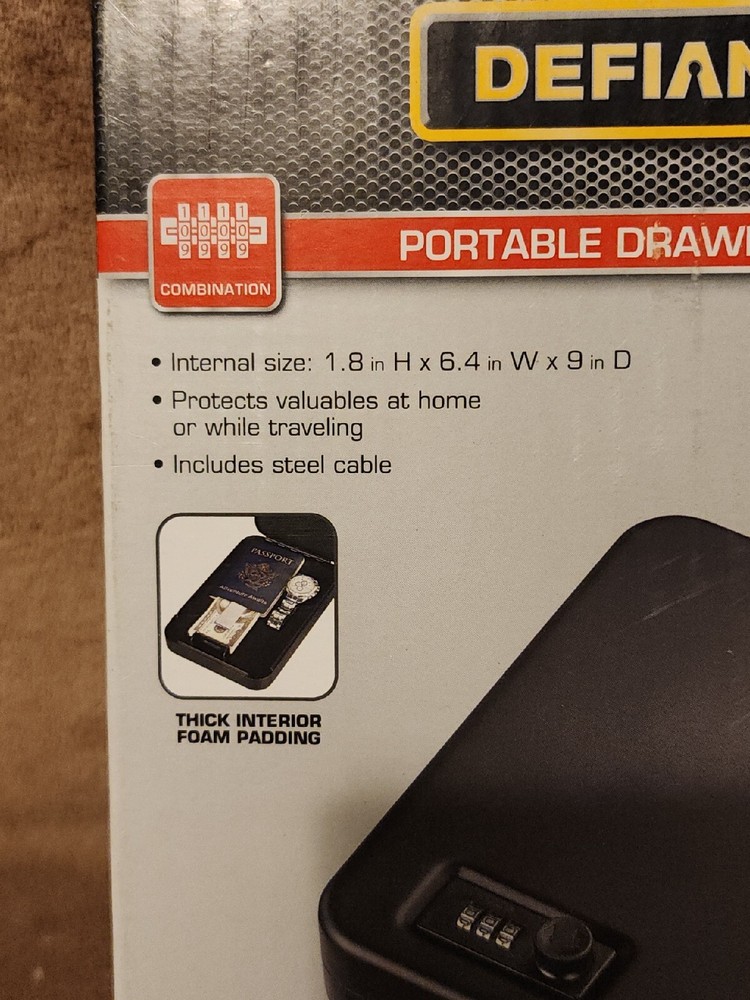 DEFIANT Portable Drawer Safe: COMBINATION LOCK