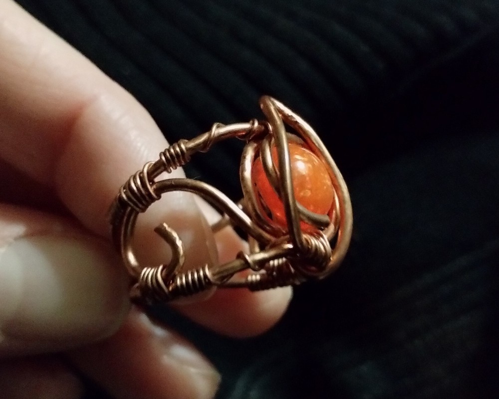 Flame Element Wire Wrap Ring With Resin Size 8