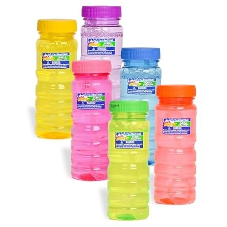 6 Pack Bubble Solution - 4oz Bubble Bottles & 6-Hole Wands for Kids' Parties
