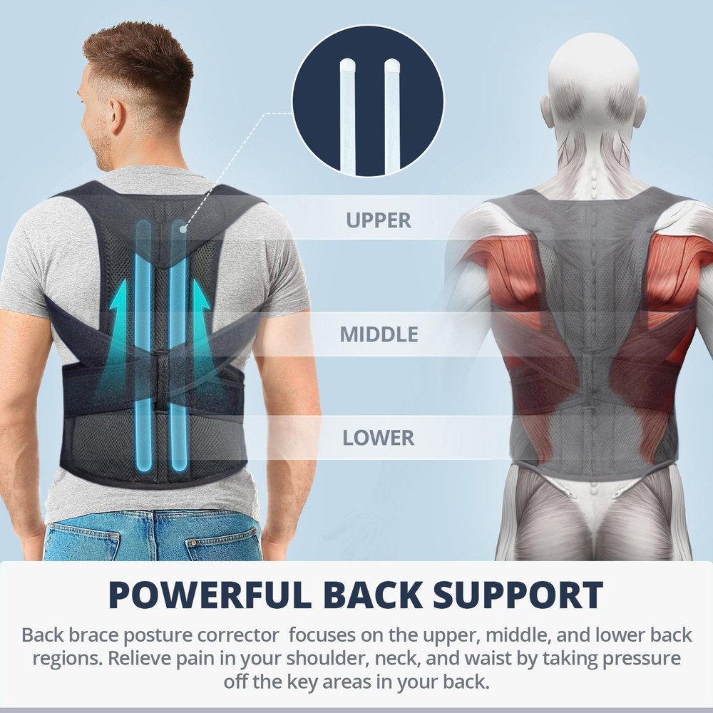 Back Brace Posture Corrector for and Men Back Lumbar Shoulder Posture for Imp...