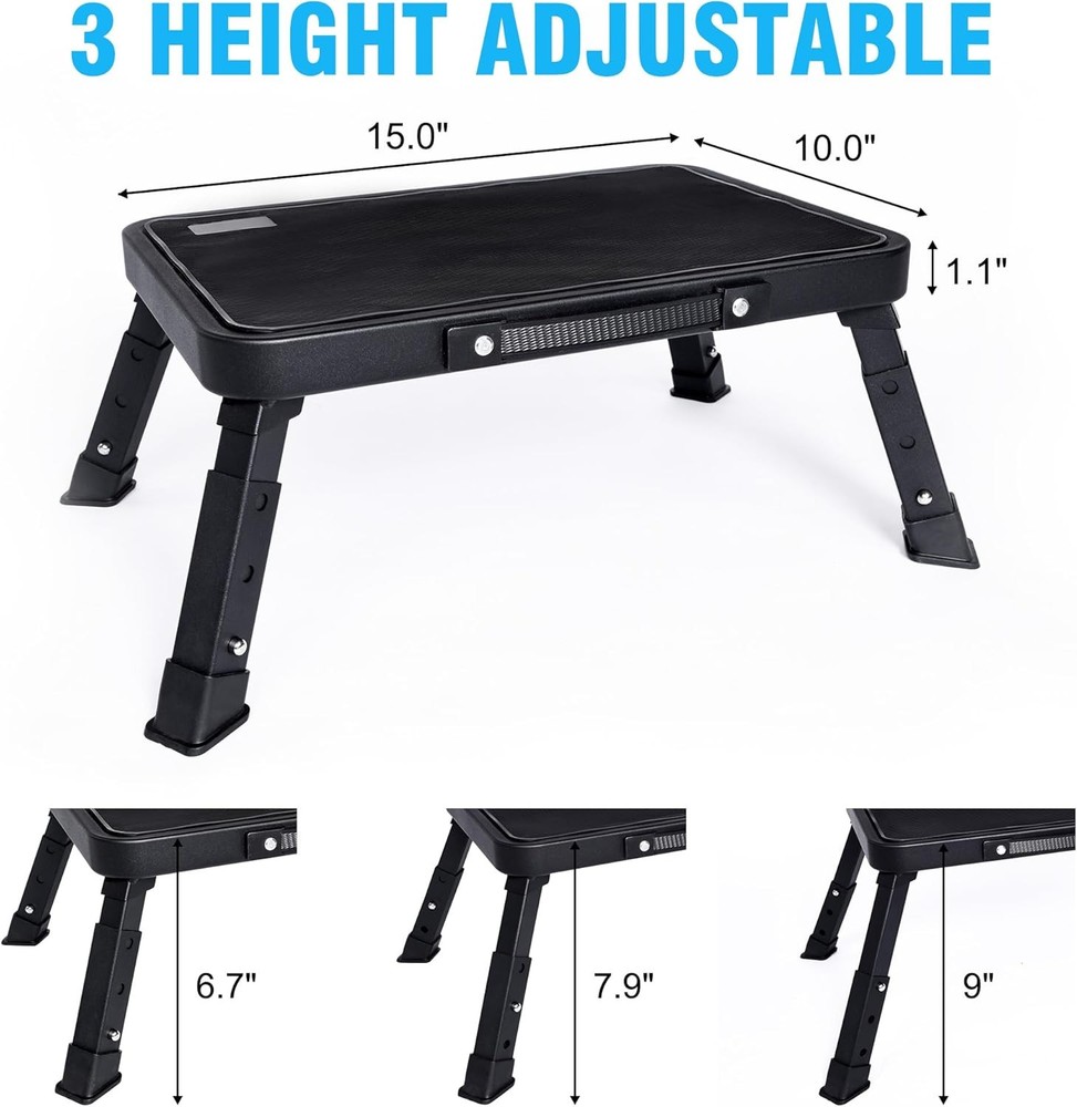 Step Stool, Adjustable Folding Stools for Adults and Seniors, Black