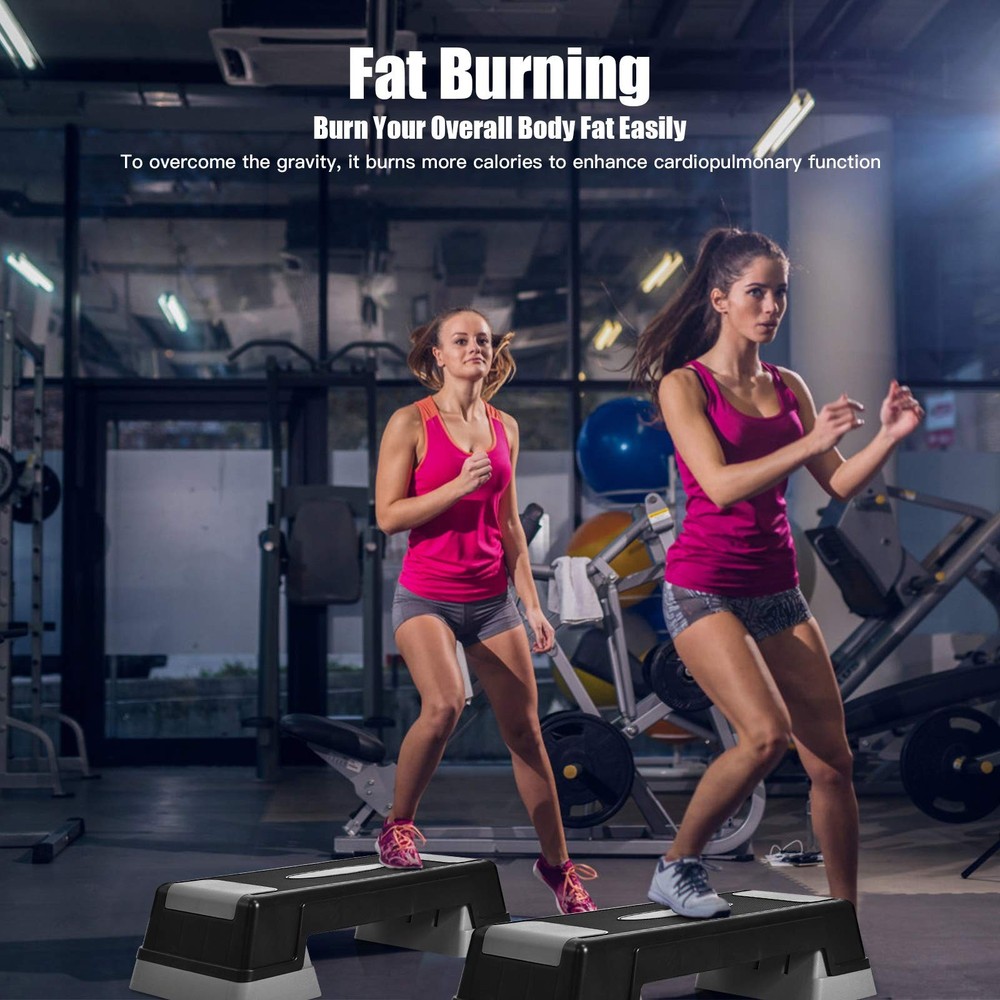 Aerobic Step Platform for Exercise w/Risers, Workout Step Height Adjustable 5...