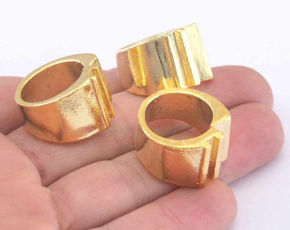 Adjustable Shiny Gold Plated brass (17.5mm 7US inner size) 2976