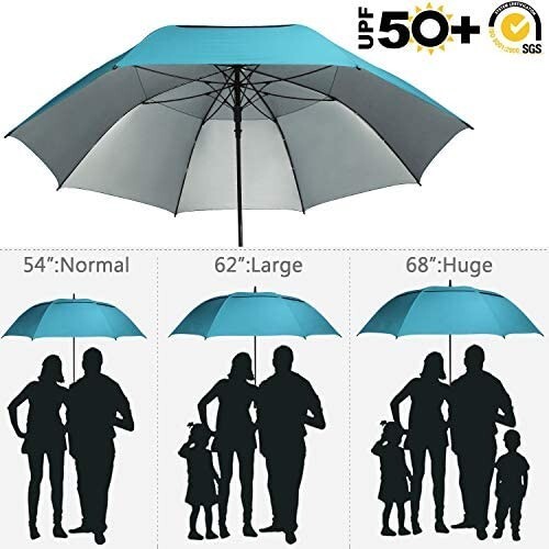 Double Canopy Vented Sun Rain Umbrella Oversize Stick Umbrellas 68' extra large 