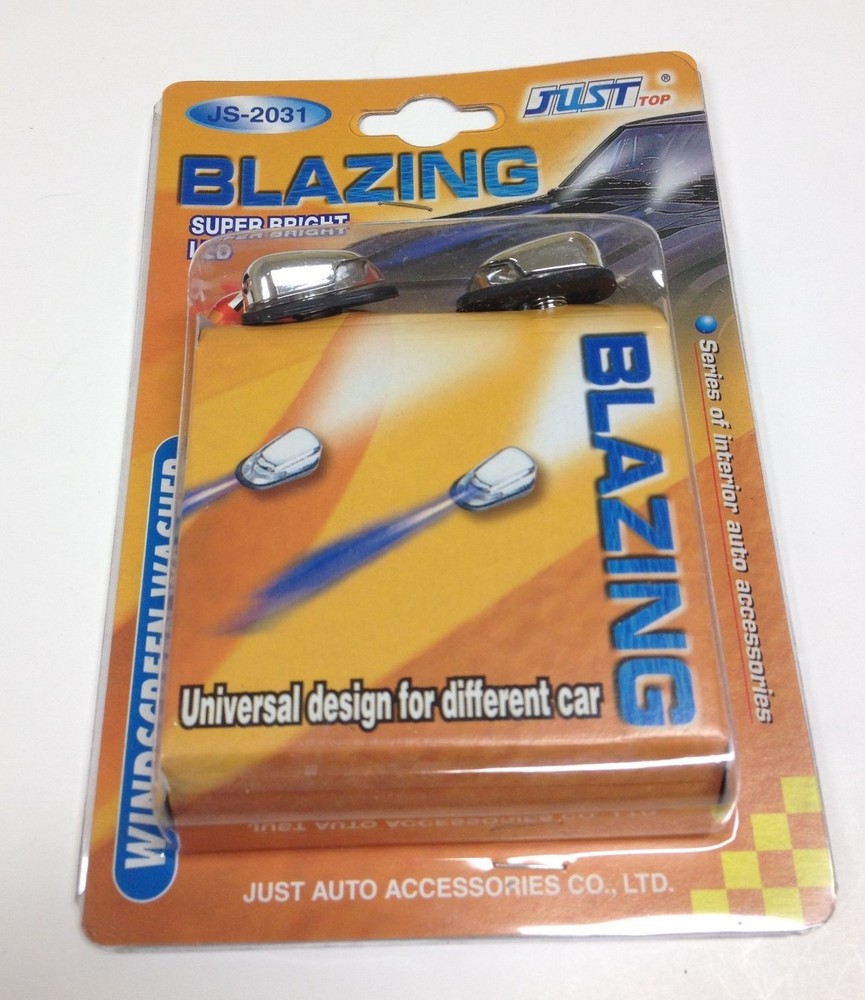 2 UNIVERSAL CHROME LED LIGHTS WINDSHIELD JET SPRAY NOZZLE WIPER WASHER  NZ