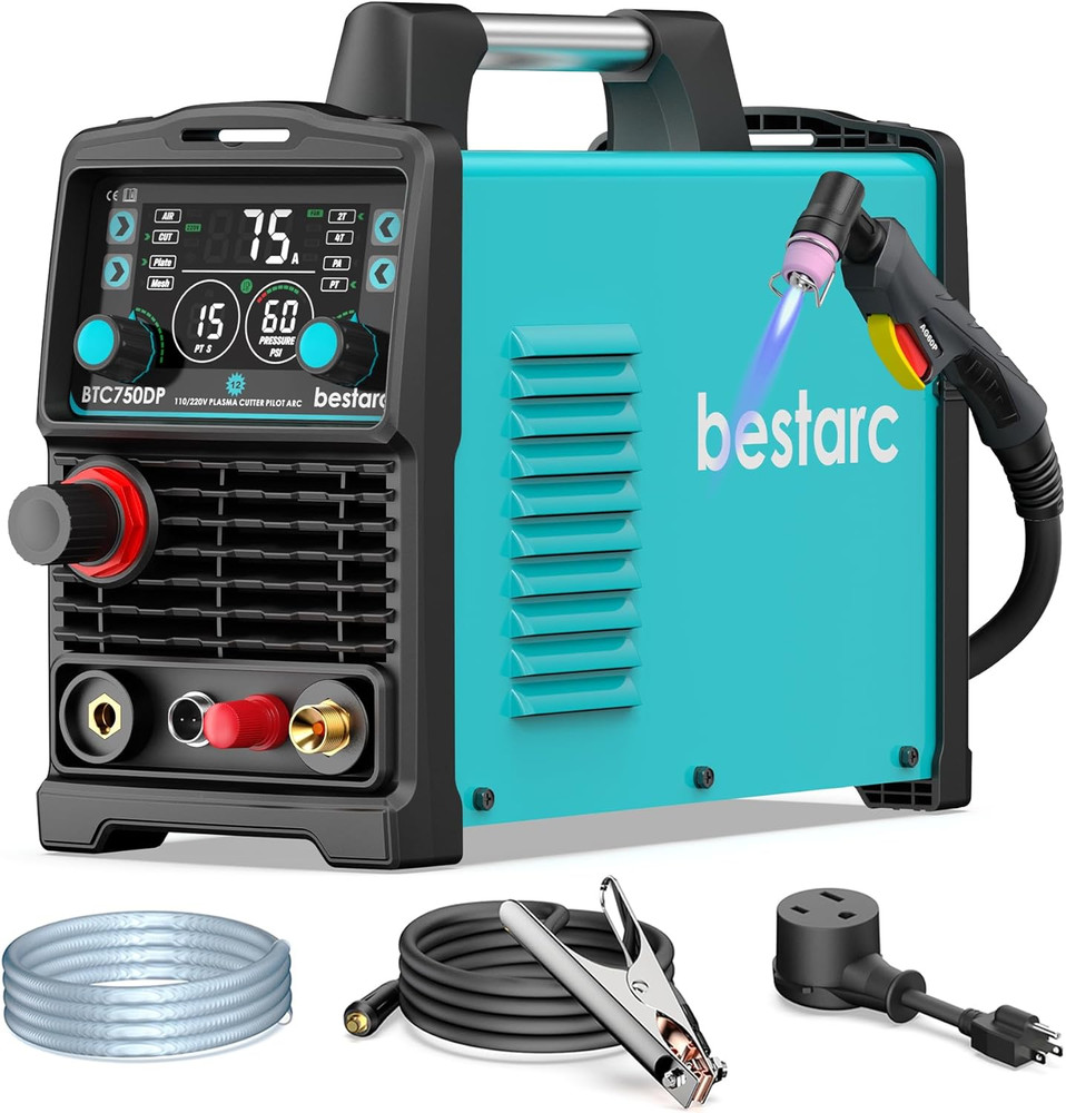 Pilot Arc Plasma Cutter, [Large LED Display][Air Sensor] 75A Plasma Cutter Machi