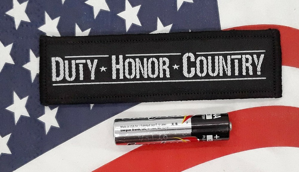 Duty + Honor + Country - Morale Patch B/W Hook & Loop Application 3"x 1"
