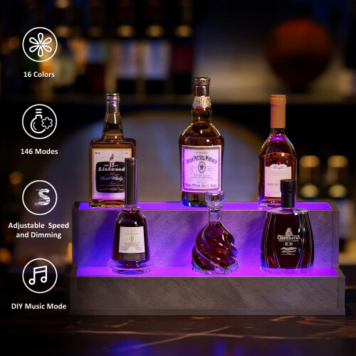 LED Lighted Liquor Bottle Display 20 Inch Bar Display Shelf with Remote Control