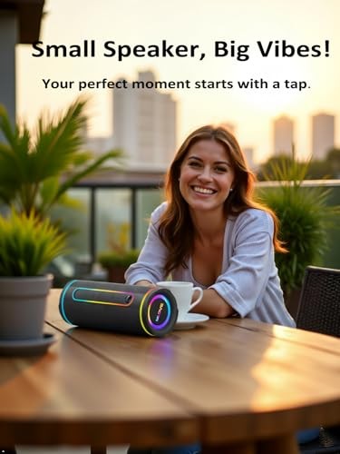 E80 Speakers Bluetooth Wireless, Portable Bluetooth Speaker with Aux Black