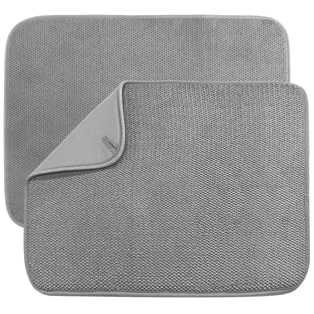 2 Pack Microfiber Dish Drying Mat,Absorbent 2PCS 20*15 inch, Gray