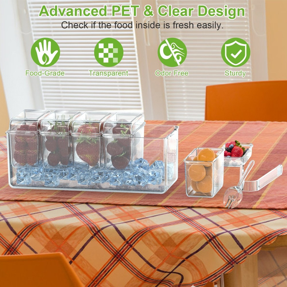 Ice Chilled Box Condiment Caddy Serving Tray Container Summer Bar Garnish Holder