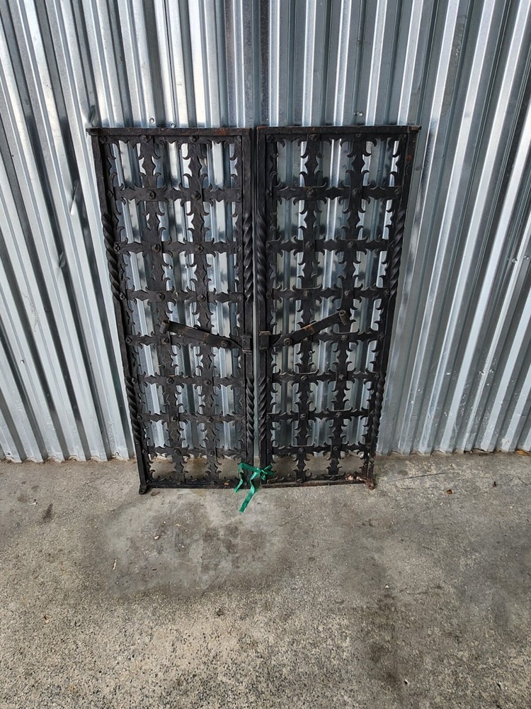 19th c  Hand Wrought Iron  Window Shudders