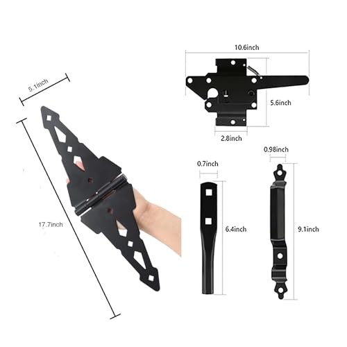 Wood Gate Hardware Set - Heavy Duty 8" Decorative Strap Hinges and Spring