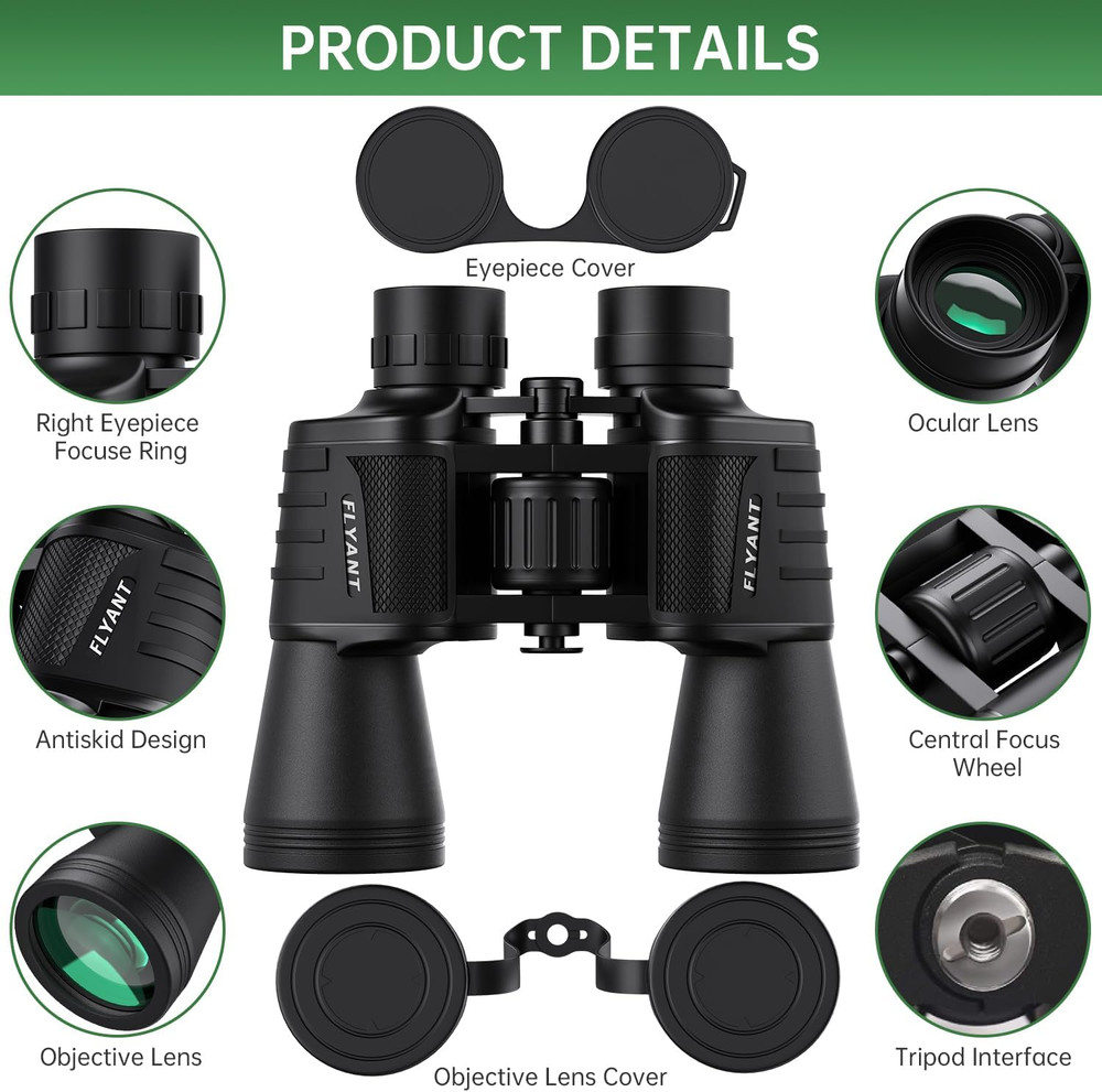 20X50 High Powered Binoculars for Adults, Waterproof Compact Binoculars with Low