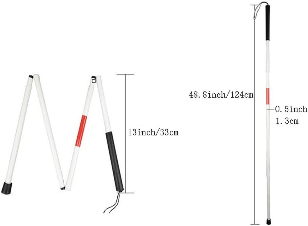 Folding Aluminum Walking Cane Stick Reflective Red for the Blind or Visually Imp