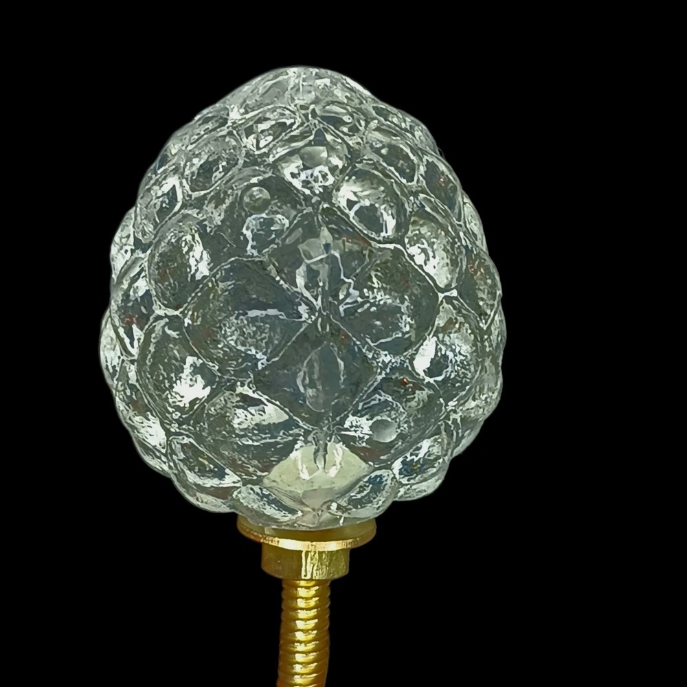 4 Clear Glass Oblong Egg Shaped Drawer Pulls Knobs Bumpy Round Texture 1"x1.75"